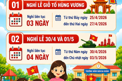 Thông báo lịch nghỉ lễ Giỗ Tổ Hùng Vương và lễ 30/4; 01/5